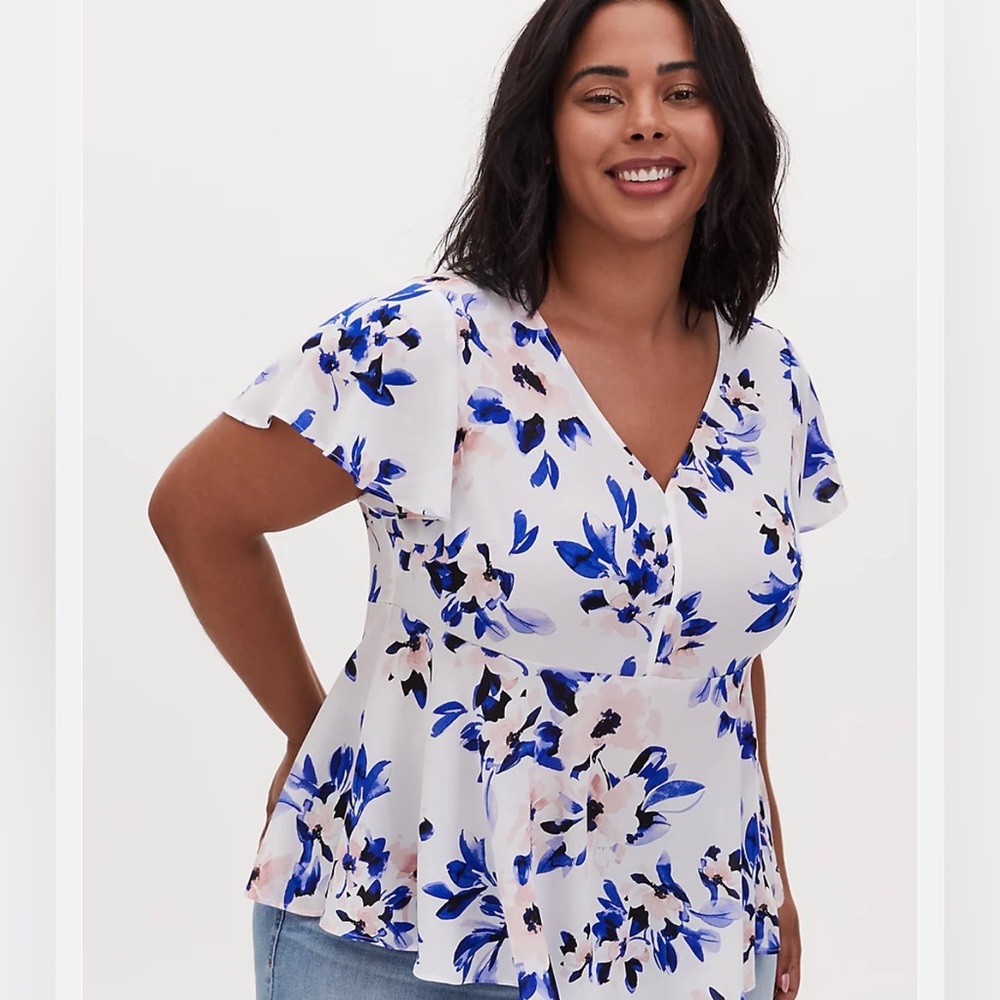 Torrid Pink and Blue Floral Top